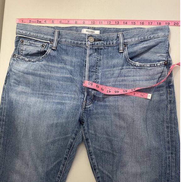 Moussy Vintage Saab Cotton Tapered Jeans Distressed Made In Japan Women's 38 - Picture 11 of 15